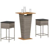  3-dijelni vrtni barski set od poliratana s jastucima sivi Siva 60 x 60 x 110 cm | shoptok.hr