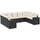  9-dijelni set vrtnih sofa s jastucima crni od poliratana | shoptok.hr