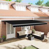 vidaXL Manuelna uvlačiva tenda Crna 500x300 cm, Zamjena tende za okvir 5x3 m Crna Cijene