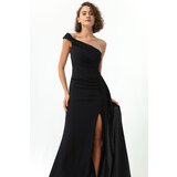 Lafaba Women's Black One-Shoulder Long Evening Dress with Stones. | shoptok.hr