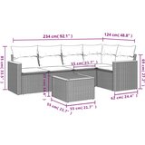  6-dijelni set vrtnih sofa s jastucima crni od poliratana | shoptok.hr