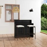  3-dijelni vrtni barski set s jastucima crni | shoptok.hr