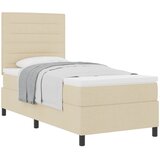  Krevet s opruga kutije s madracem Krema 90 x 200 cm tkanina Slike