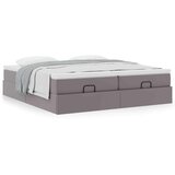 vidaXL Otomanski posteljni okvir z vzmetnicami siv 200x200cm um. usnje | Shoptok.si