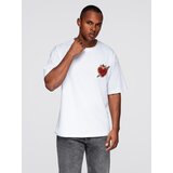 Ombre Men's cotton t-shirt with jewelry applique on chest - off white | Shoptok.si