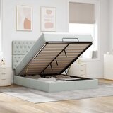 vidaXL Otomanski posteljni okvir z vzmetnicami siv 140x190cm žamet, (22011942) | Shoptok.si