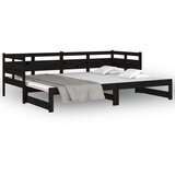  Dnevni ležaj na izvlačenje crni 2x(90x190) cm masivna borovina | shoptok.hr