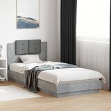 Maison Chic Posteljni okvir - Enojna postelja - Postelja za odrasle z vzglavjem in LED betonsko siv 100x200 cm, (21696230) | Shoptok.si