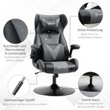  Igraća stolica podesiva po visini i okretna presvlaka od umjetne kože sklopivi nasloni za ruke crna+siva | shoptok.hr