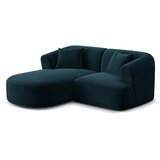 Cosmopolitan Design Modrozelena žametna kotna sedežna garnitura (levi kot/z ležalnikom) Campi – | Shoptok.si