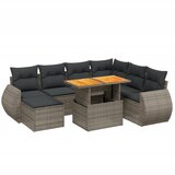 Maison Chic Seti vrtnega pohištva - Vrtna garnitura - Vrtni pohištvo set 8-delna z blazinami siv poli ratan, (21798943) | Shoptok.si