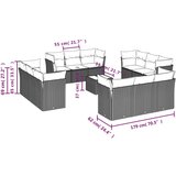  Vrtna garnitura - 13-dijelni set vrtnih sofa od poliratana s jastucima sivi - siva i modra Sa stolom 1 | shoptok.hr