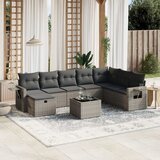 Maison Chic Seti vrtnega pohištva - Vrtna garnitura - Vrtni pohištvo set 9-delna z blazinami siv poli ratan, (21804696) | Shoptok.si