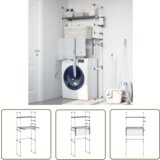 The Living Store Polica za pralni stroj 77x52x192 cm aluminij - Polica Za Pralni Stroj, (21745142) | Shoptok.si