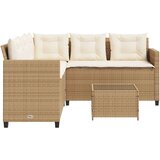 vidaXL Vrtna sofa L-oblika sa stolom i jastucima bež od poliratana | shoptok.hr