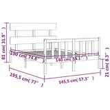  Kreveta s uzglavljem crni 140 x 190 cm od masivnog drva | shoptok.hr