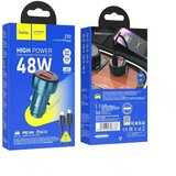 Hoco auto punjač USB QC 3.0 + Type C + kabel Type C na Type C PD 48W Leader Z50 metalno sivi | shoptok.hr