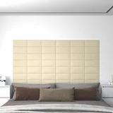 vidaXL Stenski paneli 12 kosov krem 30x15 cm umetno usnje 0,54 m²