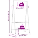 vidaXL Stojalo za oblačila s policami n kolesi 96x45,5x155,5 cm Bambus | Shoptok.si