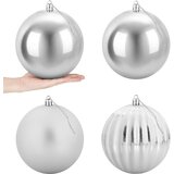  Set božićnih kuglica XXL 4 kom. Srebrna &amp;Oslash; 20 cm Plastika Slike