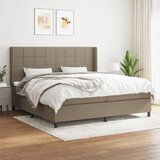 The Living Store Box spring postelja z vzmetnico taupe 200x200 cm blago - Box Spring Postelja, (21437674) Cene