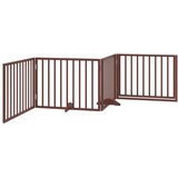  Vrata za pse s vratima, sklopiva, 4 panela, smeđa, 320 cm, drvo topole | shoptok.hr