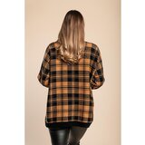 Fenzy mehak pulover s karo potiskom, kamelji | Shoptok.si