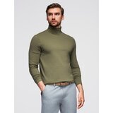Ombre Men's plain turtleneck longsleeve - dark olive green Cene