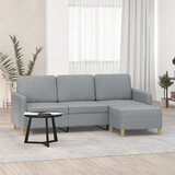 vidaXL Kavč trosed s stolčkom za noge svetlo siv 180 cm blago Cene