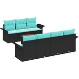 vidaXL Vrtna sedežna garnitura 8 pcs Črna in turkizna poli ratan, (5000134395) | Shoptok.si