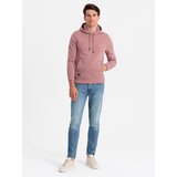 Ombre Men's BASIC cotton sweatshirt kangaroo hoodie - dark pink | Shoptok.si