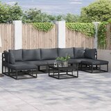 vidaXL Sjedeća garnitura za vrt s jastukom 8 pcs Crna Aluminij Cijene