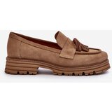 Zazoo 3469 Suede Women's Loafers With Fringes Beige | Shoptok.si