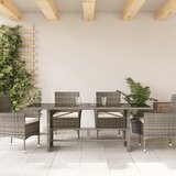  Vrtni stol sa staklenom pločom sivi 190x80x74 cm od poliratana | Eponuda.ba
