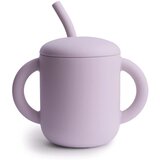 Mushie silikonski lonček s slamico training cup soft lilac | Shoptok.si