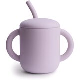 Mushie silikonski lončić s slamkom training cup soft lilac Cijene