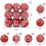  Set božićnih kuglica XL 18 kom. Crvena i bijela 8 cm Polistiren | shoptok.hr