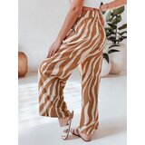 DStreet Spodnie damskie wide leg w paski ZEBRAVIBE beżowo-kamelowe | Shoptok.si