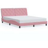 vidaXL Okvir kreveta s LED svjetlima ružičasti 160 x 200 cm baršunasti | shoptok.hr