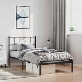 Metalni okvir za krevet s uzglavljem crni 100x200 cm | shoptok.hr