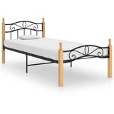  Okvir kreveta crni od metala i masivne hrastovine 90 x 200 cm | shoptok.hr