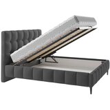 MID.YOU OBLAZINJENA POSTELJA 140 cm x 200 cm , tekstil, leseni material antracit | Shoptok.si