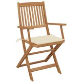 Maison Chic Zložljivi Vrtni Stoli - Stol za vrti 4 kosi z blazinami trden akacijev les JS2950, (21875799) | Shoptok.si