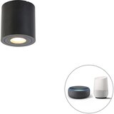 QAZQA Pametna kopalniška svetilka črna okrogla IP44 vključno z Wifi GU10 - Capa | Shoptok.si