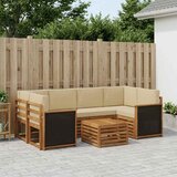  Set vanjskih sofa 7 kom. Prirodna i bež Čvrsto drvo akacije | shoptok.hr