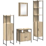 vidaXL Komplet pohištva za kopalnico s polico 4 pcs sonoma hrast | Shoptok.si