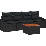  Set od 5 dijelova vrtnih sofa s jastuком Crna Poli ratan Akacija | shoptok.hr