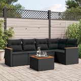  6-dijelni set vrtnih sofa s jastucima crni od poliratana | shoptok.hr