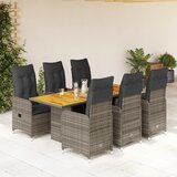 vidaXL Vrtna bistro garnitura 7-delna z blazinami siv poli ratan | Shoptok.si