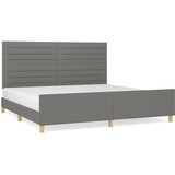 The Living Store Posteljni okvir z vzglavjem temno siv 200x200 cm blago - Posteljni Okvir Z Vzglavjem, (21526963) | Shoptok.si